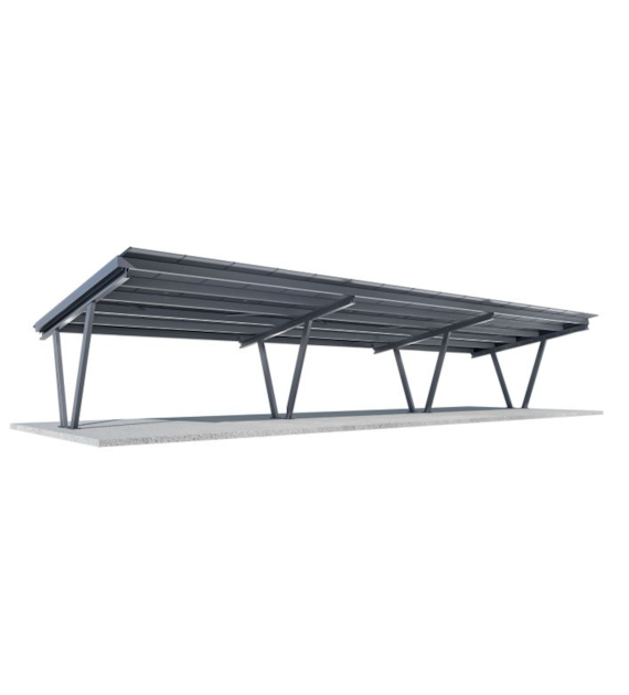 Carport dwustanowiskowy – CPU2PRO ; Układ modułów: V3x5 (15 modułów) ; Wielkość modułu: 1954 × 1134 × 30 mm ; bez uszczelnienia
